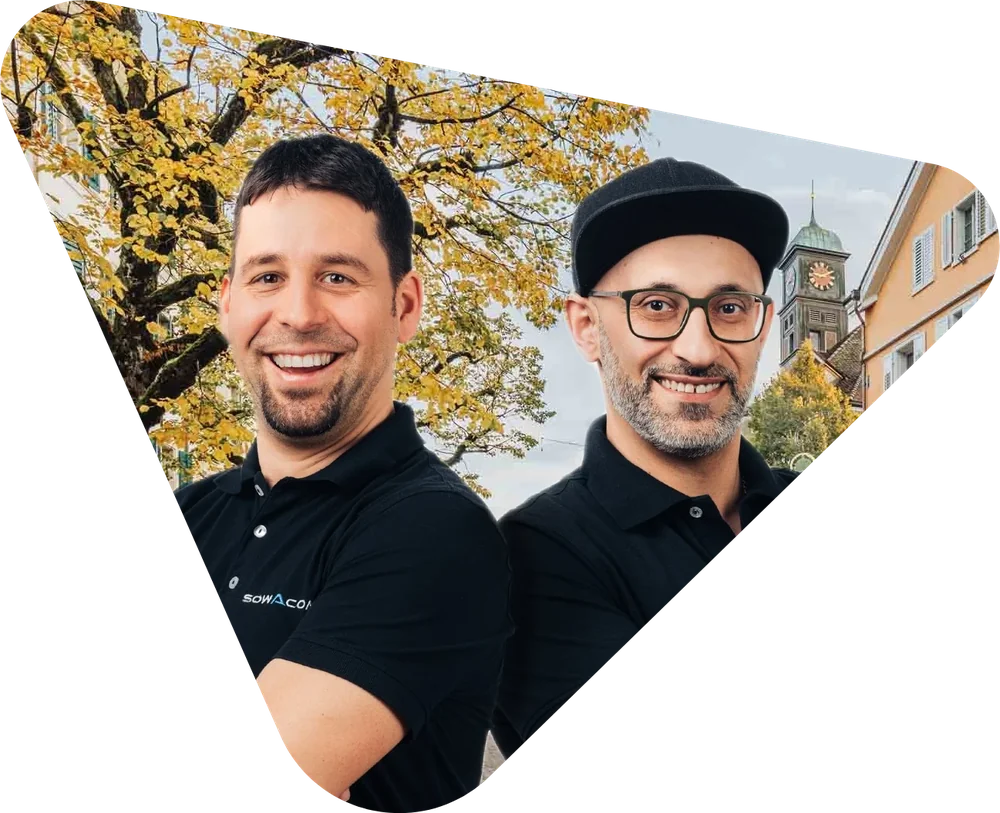Urs Moser und Mertan von SOWACOM Mittelland an der Marktgasse in Langenthal